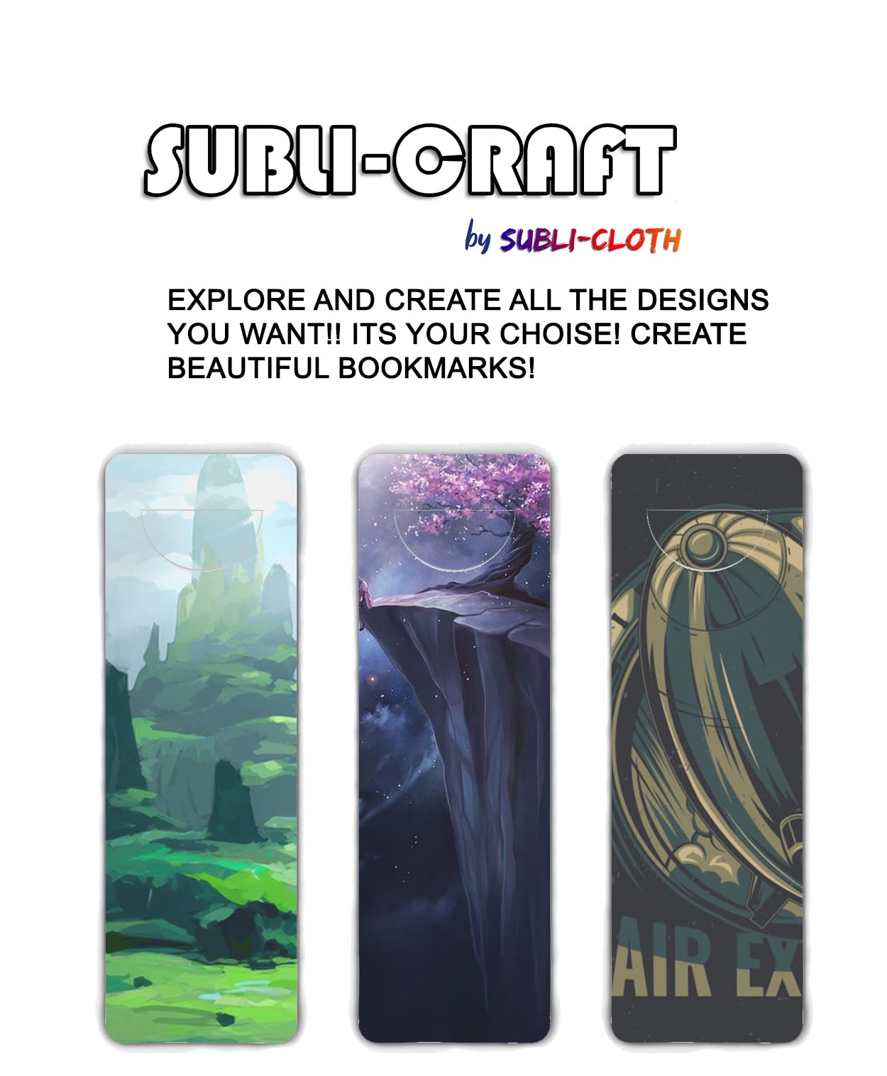 Subli-Craft Bookmark Cardboard Custom Sublimation Pack 50 Units by Subli-Cloth Design