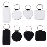 Framendino, 8 Pack Sublimation Blanks Keychain PU Leather Keychain Heat Transfer Key Rings Heart Round Square Rectangle Key Chains for DIY Craft Framendino
