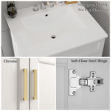 Smhxo Bathroom Vanity with Ceramic Sink, Bathroom Vanity Cabinet with 2 Doors, 24 Inches Wooden Bathroom Sink Cabinet, White Smhxo