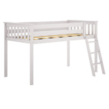 Max & Lily Low Loft Bed, Twin Bed Frame For Kids, White Max & Lily