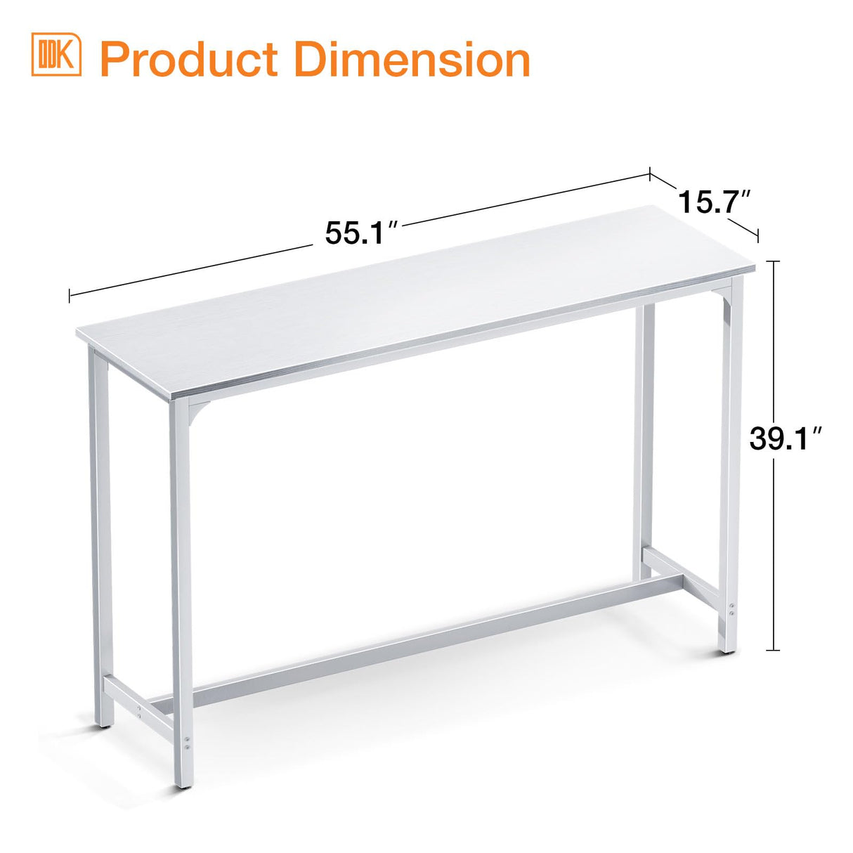 ODK 55 Inch Bar Table, Bar Height Pub Table, Counter Height Bar Table, Rectangular High Top Kitchen & Dining Counter Tables with Sturdy Legs & Easy-to-Clean Top, Indoor use, White ODK