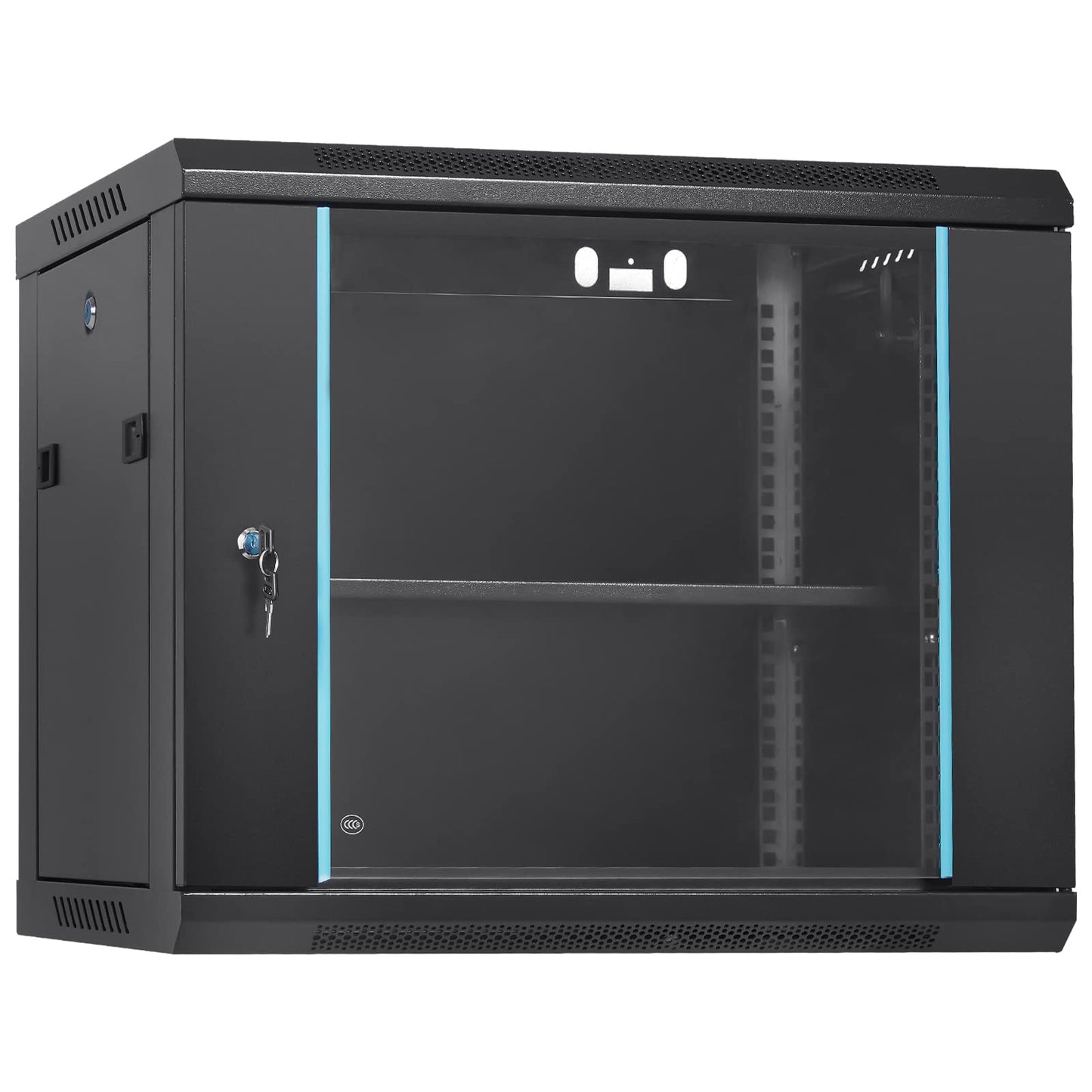 VEVOR 9U Wall Mount Network Server Cabinet, 15.5'' Deep, Server Rack Cabinet Enclosure, 200 lbs Max. Ground-Mounted Load Capacity, Glass Door with Locking Side Panels, for IT Equipment, A/V D - WoodArtSupply