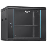 VEVOR 9U Wall Mount Network Server Cabinet, 15.5'' Deep, Server Rack Cabinet Enclosure, 200 lbs Max. Ground-Mounted Load Capacity, Glass Door with Locking Side Panels, for IT Equipment, A/V Devices VEVOR