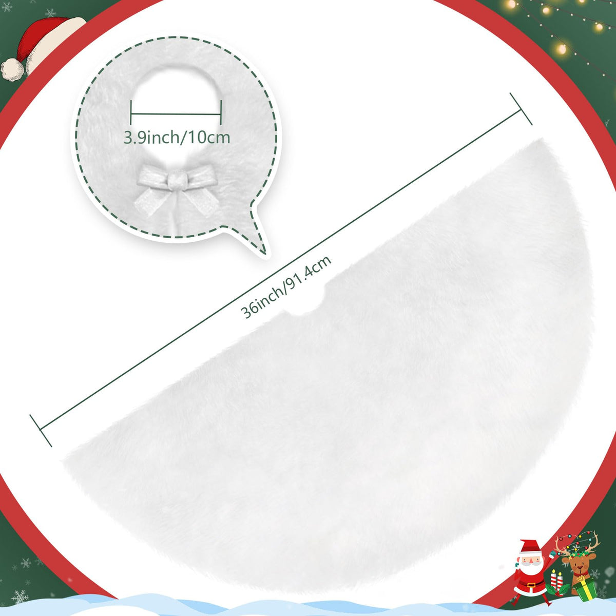TranquilBliss Christmas Tree Skirt, Fur Burlap Christmas Tree Decorations, Farmhouse Christmas Decor Xmas Holiday Home Party Decorations Indoor Outdoor, 36in White TranquilBliss