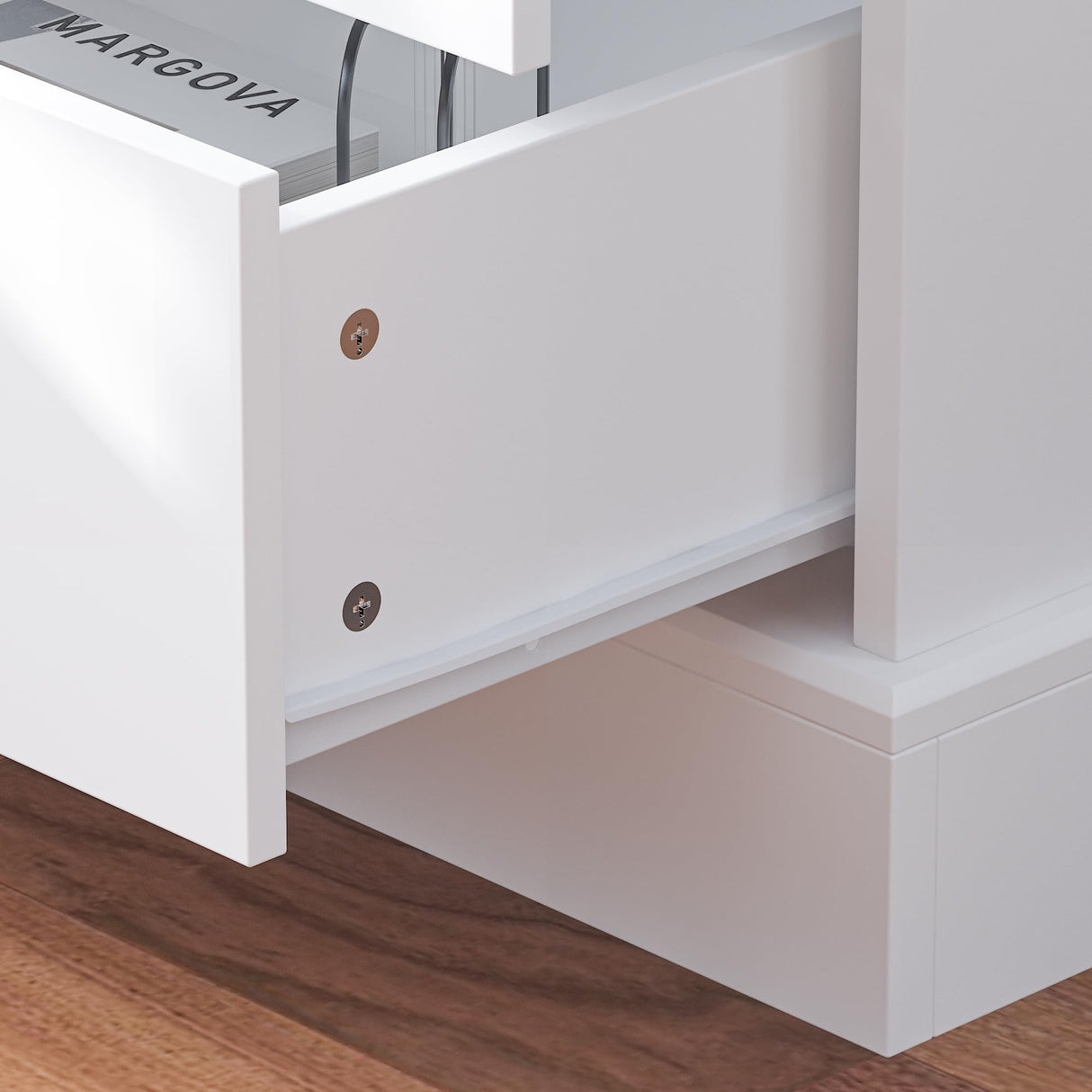 WOODTIME 70" H Display Storage Cabinet with Tempered Glass Doors & 4-Tier Shelf, Wooden Curio Cabinet Bookcase Bookshelf with 2 Drawers for Home Office Living Room Store, White WOODTIME