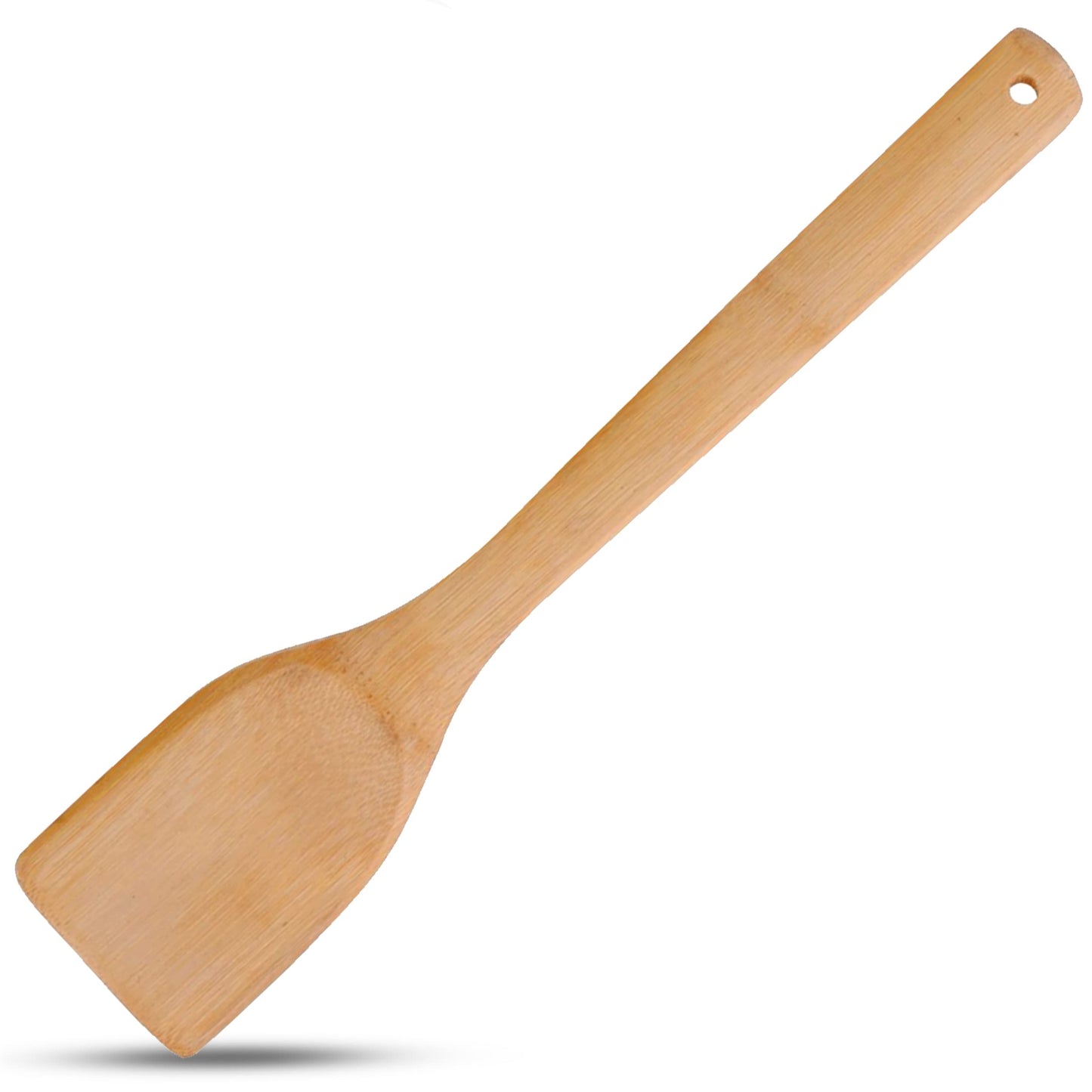 Alpine Cuisine Bamboo Wood Spatula 12-Inch with Wood Handle - Heat-Resistant Head with Curved Front for Scooping & Scraping, Kitchen Spatulas for Cooking, & Baking - Dishwasher-Safe & BPA-Free