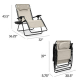 Best Choice Products Oversized Zero Gravity Chair, Folding Outdoor Patio Lounge Recliner w/Cup Holder Accessory Tray, Pillow - Ivory Best Choice Products
