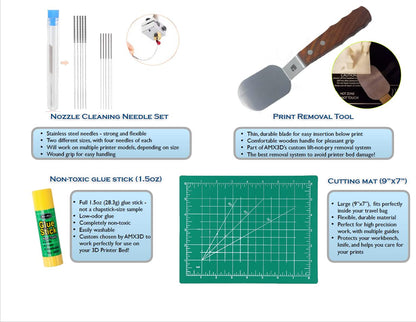AMX3d Economy 3D Printer Tool Kit - All The 3D Printing Tools & Accessories Needed to Remove, Clean & Finish 3D Prints for Adhesion Print Removal Print Clean-Up and 3D Printer Maintenance - WoodArtSupply