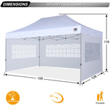 ABCCANOPY Outdoor Winter Gazebo 10x15, Premium Instant Pop Up Canopy Tent with Elegant Church Window,Snow and Rain Protection, Bonus Wheeled Bag,White ABCCANOPY