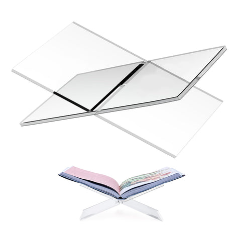 CRIKELE Acrylic Book Stand - Open Coffee Table Book Display, Clear Cookbook, Magazines & Textbooks Holder Crikele
