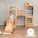 Woodandhearts Toddler Indoor Playground, Indoor Playground for Kids, Jungle Gym for Kids Ages 2-6, Kids Playground Wooden Jungle Gym, Baby Playground Indoor, Toddler Slide playset Wood And Hearts