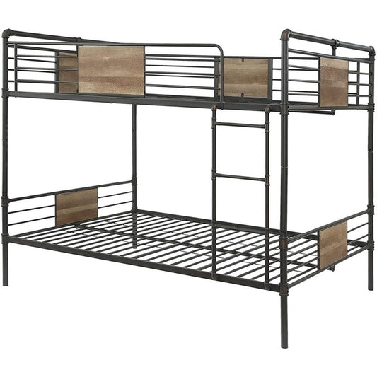 Acme Brantley Queen Over Queen Metal Bunk Bed in Sandy Black