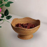 Rattan Fruit Bowl, Food Snack Serving Basket, Basket Display,Footed Fruit Basket, Woven Fruit Basket for Picnic, Countertop Makeup, Photo Props, small Bothyi