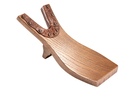 Chuck's Woodbarn - Beefcake Boot Jack Puller - Solid Oak Wood & Bison Leather - Premium Boot Accessories - Wood Boot Removal Tool For Cowboy Boots & Chuck's Woodbarn