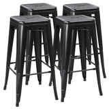 Yaheetech 30 Inch Metal Bar Stools Set of 4, Bar Height Backless Bartools, Industrial Stackable Bar Chairs with Footrest for Kitchen/Dining Room/Bistro/Patio, Black Yaheetech