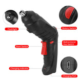 Rechargeable Electric Screwdriver Portable Set, 3.6V with 47pcs Cordless Accessories, Dual Position Handle and LED Headlight SENXINGYAN