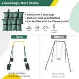 FUNLIO Foldable Swing Stand for Kids with 4 Sandbags, Heavy Duty Metal A-Frame Indoor/Outdoor for Backyard, Suitable Most Toddler/Baby Jumper/Hammock Chair - Green FUNLIO
