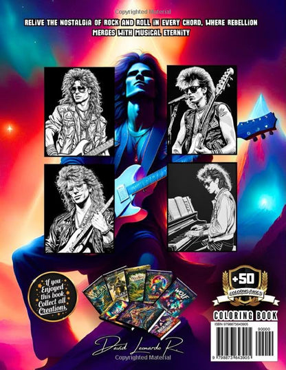 Rock and Roll Coloring Book: Relive the Golden Era,Over 50 Coloring Pages Capturing the Essence of Rock and Roll from the 70s and 80s. A Visual Tribute for True Music Enthusiasts