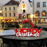 GHOSTMAGIC Merry Christmas Sign, Wooden Christmas Decoration Signs, Merry Christmas Wood Cutout, Free Standing Christmas Centerpiece, Xmas Party Decor for Table Tiered Tray Mantel (red) GHOSTMAGIC