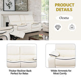 Ocstta Leather Recliner Sofa Set, Leather Couch Set for Living Room, Living Room Furniture Set with Storage Console & Cup Holder for Living Room/Office (Recliner Couch Set) Creamy White Ocstta