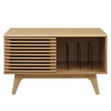 Modway Render Mid-Century Modern 37" Vinyl Record Display Stand in Oak Modway