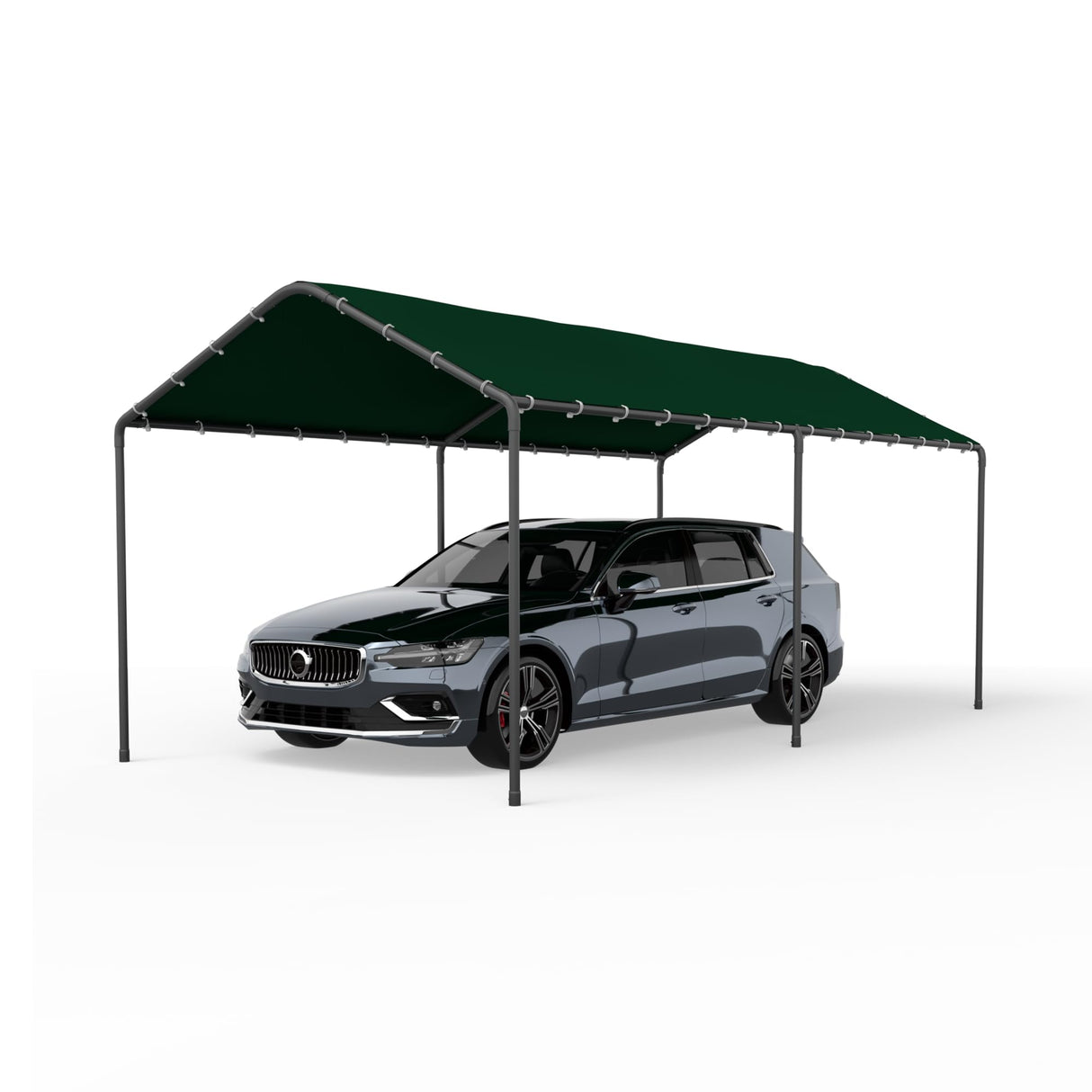 Carport, 10‘ x 20’ Heavy Duty Portable Garage All-Season Car Canopy w/Removable Sidewall & Doors, Carport Canopy Party Tent w/Water-Resistant Tarp for Backyard (Green, 10' x 20' /no Side) Phonjoroo