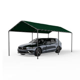 Carport, 10‘ x 20’ Heavy Duty Portable Garage All-Season Car Canopy w/Removable Sidewall & Doors, Carport Canopy Party Tent w/Water-Resistant Tarp for Backyard (Green, 10' x 20' /no Side) Phonjoroo