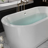 Empava 59” Acrylic Freestanding Bathtub Contemporary Stand Alone Soaking Tub with Overflow and Drain, FT1505, Luxury White Empava