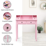 Giantex Writing Desk with 4 Drawers, Removable Floating Organizer 2-Tier Mission Home Computer Vanity Desk for Apartment Small Space (Pink) Giantex