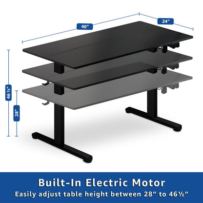 Our Modern Space Height Adjustable 40" Electric Standing Desk - Upgraded Ultra Durable Home Office Large Rectangular Computer Table or Laptop Sit Stand Workstation - 40 x 24 Inch - WoodArtSupply