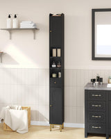 Hzuaneri Bathroom Cabinet with Adjustable Shelves, Freestanding Floor Cabinet, Tall Black Bathroom Storage Cabinet, Narrow Toilet Paper Storage, 7.9"D x 7.9"W x 70.9"H Hzuaneri