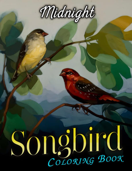 Midnight Songbird Coloring Book: Easy Coloring Pages On Black Background With Cute Birds For All Ages To Relax And Unwind | Ideal Gift For Special Occasions Majosta