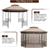 Moccha 10 x 12 Ft Heavy Duty Octagonal Canopy Tent Patio Gazebo with Netting Sidewalls and Sturdy Steel Frame, Double Roof Vented Gazebo Canopy Shelter for Party, BBQ, Backyard, Event, Family, Brown LDAILY