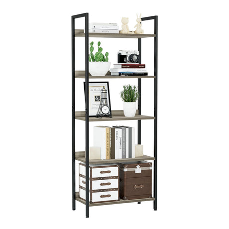 NUMENN Bookshelf, 5 Tier Bookshelves, Home Office Bookcase Shelf Storage Organizer, Free Standing Storage Shelving Unit for Bedroom, Living Room and Home Office, Grey NUMENN