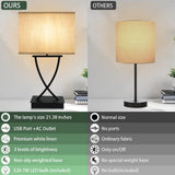 OYedis 3-Way Dimmable Touch Control Medium Table Lamp with Type C/USB Charging Port and 1 AC Outlet White Shade 21.38" Bedside Nightstand Lamp for Bedroom Living Room Office and Hotel Bulb Included OYedis