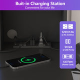 Fameill Black Makeup Vanity Desk with Lights,Makeup Vanity with RGB Lights and Power Strip,Vanity Table with 5 Drawers Lots Storage & Time Display,3 Lighting Modes Vanity Mirror with Lights,41.3in(L) Fameill