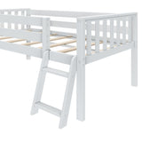 Max & Lily Twin Ultra Low Loft Bed with Slide and Climbing Ladder, Solid Wood Bed for Kids, Space Saving Design for Small Rooms, Twin Size Loft Bed with 14 Inch Guardrails, Anti Slip Steps, White Max & Lily