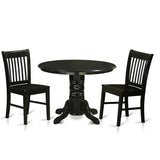 East West Furniture Shelton 3 Piece Room Furniture Set Contains a Round Dining Table with Pedestal and 2 Wood Seat Chairs, 42x42 Inch, SHNO3-BLK-W East West Furniture