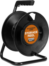 IRON FORGE CABLE Extension Cord Storage Reel with Metal Stand, Black - Portable Cable Reel, Holds Up to 100 Ft of Electrical Cord, Hose, or Rope IRON FORGE CABLE
