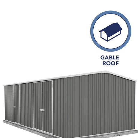 Absco Workshop 20 Ft. x 10 Ft. Metal Storage Shed DIY Galvanized Steel Sheds for Lawn Mower, Equipment, Workbench, Tools, Garden in The Yard, Garden, Patio, Outdoor Storage (Woodland Gray) ABSCO