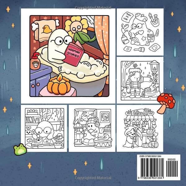 Little Spooky: Coloring Book for Adults and Teens Featuring Cute Creepy Creatures in Cozy Hygge Moments for Relaxation (Cozy Spaces Coloring)