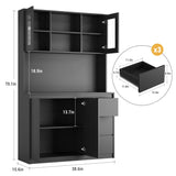 Homhougo 70'' Tall Kitchen Pantry Cabinet with 3 Drawers, 4 Doors, Adjustable Shelves for Storage - Power Outlet (Black) Homhougo