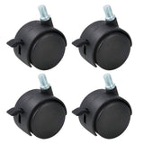 HOWDIA 4 Pack 1.5 Inch Nylon Plastic Replacement Caster Wheels for Cart, Swivel Furniture Wheels Floor Protecting Office Chair Casters Threaded Stem with Brake Black HOWDIA