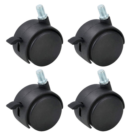 HOWDIA 4 Pack 1.5 Inch Nylon Plastic Replacement Caster Wheels for Cart, Swivel Furniture Wheels Floor Protecting Office Chair Casters Threaded Stem with Brake Black HOWDIA