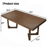 jiteentarou 71 Inch Farmhouse Dining Table, Solid Wood Rustic Kitchen Table, Large Wooden Rectangular Dinner Table for Dining Room, Home Office, Living Room Furniture, Easy Assembly, Walnut Wirebrush jiteentarou