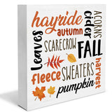 Fall Sign Autumn Wooden Sign Fall Farmhouse Home Decor for Desk Table Shelf Tabletop, 5 x 5 Inches brayqu