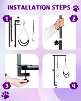 Breeze Touch Dog Grooming Arm - 35" Dog Grooming Table Arm with Clamp and Post, Loop Noose, No Sit Haunch Holder Grooming Restraint for Small & Medium Dogs Breeze Touch