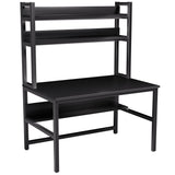 Aquzee 55-Inch Black Computer Desk with Hutch and Bookshelves for Space-Saving Storage Aquzee