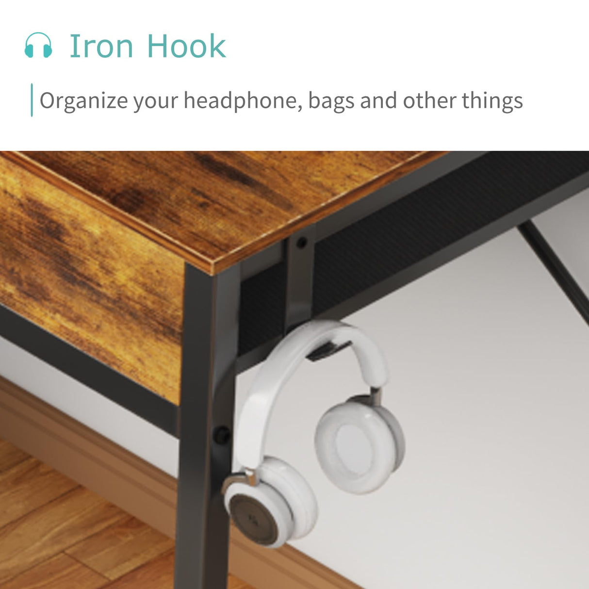 Lufeiya 40 Inch Desk with Drawers for Bedroom - 39 Inch Home Office Desks with 3 Fabric Storage Drawer and Pocket, Study Writing Table Rustic Computer Desk, Vintage Brown Lufeiya