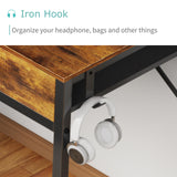 Lufeiya Small Computer Desk with 2 Drawers for Bedroom, 31 Inch Home Office Desk with Storage Fabric Drawer and Bag, Study Writing Table for Small Spaces, Rustic Brown Lufeiya